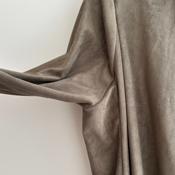 Kaui Suede Cardigan Jacket with Fabric Trim, Army Green/Multi, Size Large - Picture 6 of 15